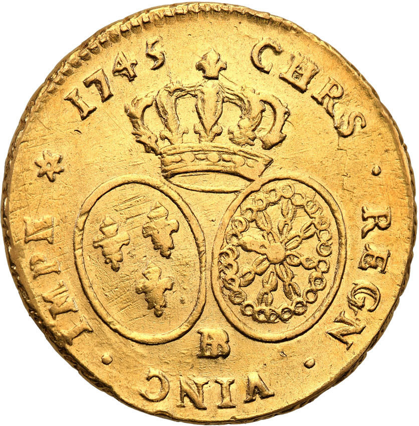 Francja. Ludwik XV (1715-1774). 2 Louis d'or 1745 BB, Strassbourg